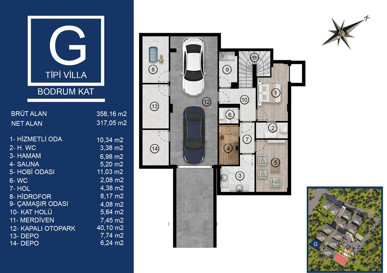 Tipi villa bodrum kat
