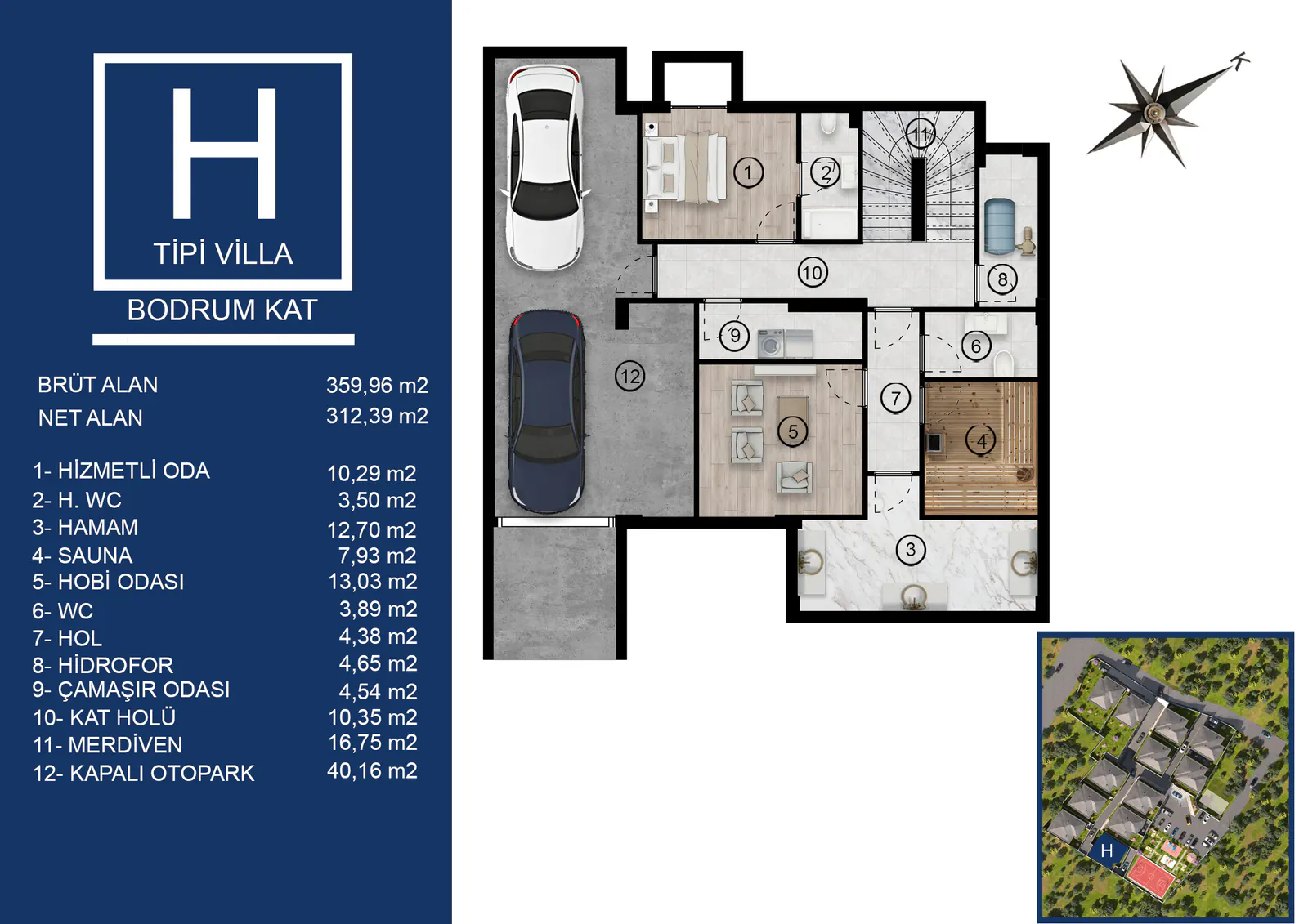 Tipi villa bodrum kat